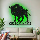 Insegna in metallo LED personalizzata con bisonte - Regalo per amanti della natura e decorazione rustica per il soggiorno