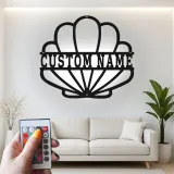 Personalisierte Muschel-Metallschild mit LED | Personalisierte maritime Wandkunst | Dekoration für Strandhäuser & Küstengeschäfte