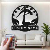 Décoration murale en métal LED personnalisée pour couple de yoga acrobatique - Cadeau unique pour les amoureux du yoga - Décor de chambre ou de studio