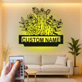 Custom Cactus Succulent Led Light Metal Wall Art Personalized Gift for Plant Lovers Bedroom or Living Room Decor