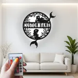 Personalisierte Meerjungfrau LED-Schild | Benutzerdefinierte Metall-Wandkunst | Ozean-Fantasie Kinderzimmerdekoration | Geschenk für Mädchenzimmer