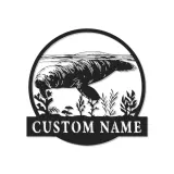Individuelle Manatee Metall-Wandkunst | Personalisierte LED-Ozeanschild für Küstendekor | Nautisches Geschenk für das Meeresleben