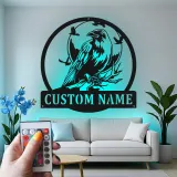 Cartel de metal LED con cuervo personalizado, regalo para amantes de las aves, decoración única para sala de estar