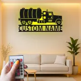 Personalized Semi Tanker Truck Sign | LED Metal Wall Art | Industrial Garage Decor for Him | Custom Trucker Gift