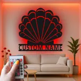 Panneau LED en forme de coquillage personnalisé | Décoration murale en métal sur mesure | Décor nautique pour maison de plage | Cadeau pour maison côtière
