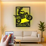 Custom ATV Rider Led Light Metal Wall Art Off-Road Enthusiast Gift Garage or Man Cave Decor 1