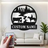 Cartel de metal LED con escena de rancho personalizado, regalo rústico para vaqueros, decoración de granja para amantes del rancho