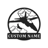 Fighter Jet Metall-Wandkunst | Personalisiertes LED-Schild für den Man Cave | Individuelles Geschenk für Piloten | Militärische Flugzeugdekoration