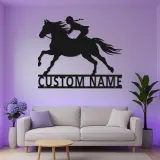 Panneau LED équestre personnalisé | Décoration murale en métal pour cavalière | Déco d’écurie & cadeau pour amoureuse des chevaux