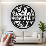 Decoración mural LED de hockey personalizada | Cartel de metal con nombre personalizado | Regalo para jugador de hockey | Decoración para habitación infantil y cueva masculina
