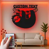 Personalized Sloth Nursery Sign | Custom Name LED Metal Art | Kids Room Night Light | Boho Wildlife Decor