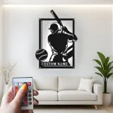 Custom Baseball Player Led Light Metal Wall Art Personalized Sports Gift for Athletes Game Room Decor 1