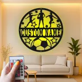 Panneau LED personnalisé pour équipe de football | Décoration murale en métal sur mesure pour filles | Cadeau pour joueuse ou entraîneuse