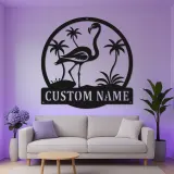 Custom Flamingo LED Sign | Personalized Metal Wall Art | Tropical Beach House & Patio Decor | Custom Name Gift