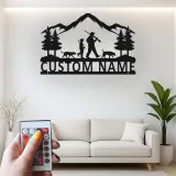 Custom Hunting Scene LED Metal Art | Personalized Father & Son Wall Sign | Outdoorsman Gift & Cabin Decor