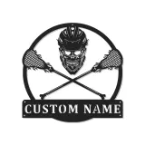 Insegna di Lacrosse Personalizzata con LED | Arte da Parete in Metallo per Giocatore o Allenatore | Decorazione Sportiva per Man Cave