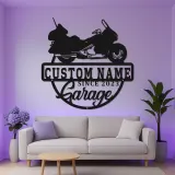 Personalized Motorcycle Garage Sign | LED Metal Wall Art for Man Cave | Custom Biker Dad Gift | Cruiser Bike Decor