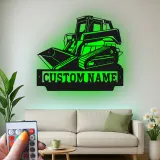 Insegna in metallo personalizzata con LED Bulldozer Regalo per appassionati di costruzione Decorazione per garage o ufficio 1