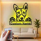 Personalisierte LED-Metall-Wandkunst mit Hunderasse – Geschenk für Hundeliebhaber, Wohn- oder Eingangsbereich