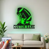 Custom Football Player LED Sign | Personalized Metal Wall Art for Teen Room | Sports Fan Gift | Athlete Decor