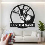 Custom Goat Metal Sign with LED | Personalized Farmhouse Wall Art | Rustic Barn Decor for Livestock Lovers & Homesteads