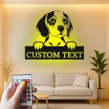 Arte murale LED in metallo personalizzata con beagle | Insegna con silhouette di cucciolo personalizzata | Decorazione luminosa premium regalo per amanti dei cani