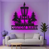 Cartel de metal LED personalizado para cesta de disc golf, regalo para jugadores de disc golf, decoración de deportes al aire libre