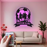 Personalized Soccer Team Metal Sign | Custom LED Wall Art for Athlete Room | Game Room Sports Decor Gift