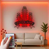 Insegna in metallo personalizzata con cactus e luce LED, regalo per amanti delle piante, decorazione per la casa in stile sud-ovest