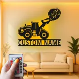 Custom Construction Loader Led Light Metal Wall Art Personalized Gift for Kids Bedroom or Playroom Decor