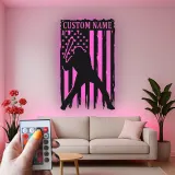 Décoration murale en métal personnalisée joueur de baseball avec rétroéclairage LED