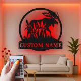 Insegna in metallo LED personalizzata con alce - Regalo per amanti della natura e decorazione per cabine