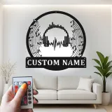 Personalized DJ LED Sign | Custom Metal Headphones Wall Art | Soundwave Music Studio Decor | Audio Wave Gift for Musicians