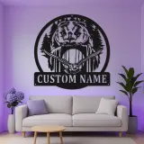 Personalisierte Eule Metall-Wandkunst mit LED | Individuelles Wald-Wildlife-Schild für die Cabin-Dekoration | Geschenk für Naturfreunde