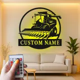 Cartel de metal LED personalizado de cosechadora de cereales Regalo para agricultores Decoración rústica de granja 2