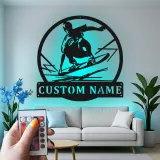 Personalisierte Skateboarder LED Metalltafel | Individuelles Skater Namensschild | Wandkunst für Jugendzimmer & Spielzimmer