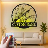 Insegna in metallo personalizzata con luce LED per clarinetto - Regalo per musicisti, decorazione per stanze musicali
