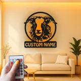 Custom Sheep Metal Sign | LED Farmhouse Wall Art for Barn & Ranch | Personalized Country Home Decor