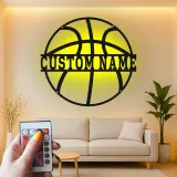 Personalisierte Basketball LED-Beleuchtung Metall-Wandkunst Sportgeschenk für Athleten