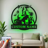 Custom Goat Farm Sign | Personalized LED Metal Wall Art | Rustic Barnyard Decor for Farmer Family Gift