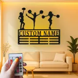 Insegna in metallo LED a silhouette di cheerleader personalizzata regalo per allenatore di cheer teen decorazione camera