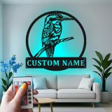 Custom Kingfisher Led Light Metal Wall Art Personalized Nature Lover Gift Living Room or Garden Decor