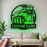 Personalized Road Roller Metal Sign | LED Lighted Heavy Equipment Art | Custom Name Construction Vehicle Decor | Gift for Operator
