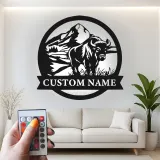 Custom Bison Mountain Led Light Metal Wall Art Personalized Wildlife Gift Rustic Living Room Decor
