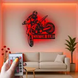 Custom Motocross Rider Led Light Metal Wall Art Personalized Gift for Dirt Bike Enthusiasts Garage or Man Cave Decor 3