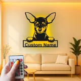 Décoration murale en métal personnalisée Chihuahua avec Rétroéclairage - Cadeau pour Amateurs de Chiens - Décor de Salon