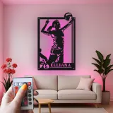 Insegna in metallo personalizzata con luce LED per giocatore di pallavolo - Regalo per atleti e decorazione per stanza sportiva