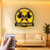 Personalisierte Skull LED-Leuchtschilder | Individuelles Metallschild für Tattoo-Studios | Edles Dekor für Tattoo-Studios und Künstlergeschenke