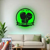 Cartel de metal LED de guantes de boxeo personalizado regalo para boxeadores, gimnasio o decoración de cueva de hombre 2