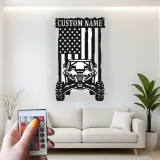 Insegna in metallo LED personalizzata con bandiera americana per ATV - Regalo per appassionati di fuoristrada, decorazione per garage o man cave